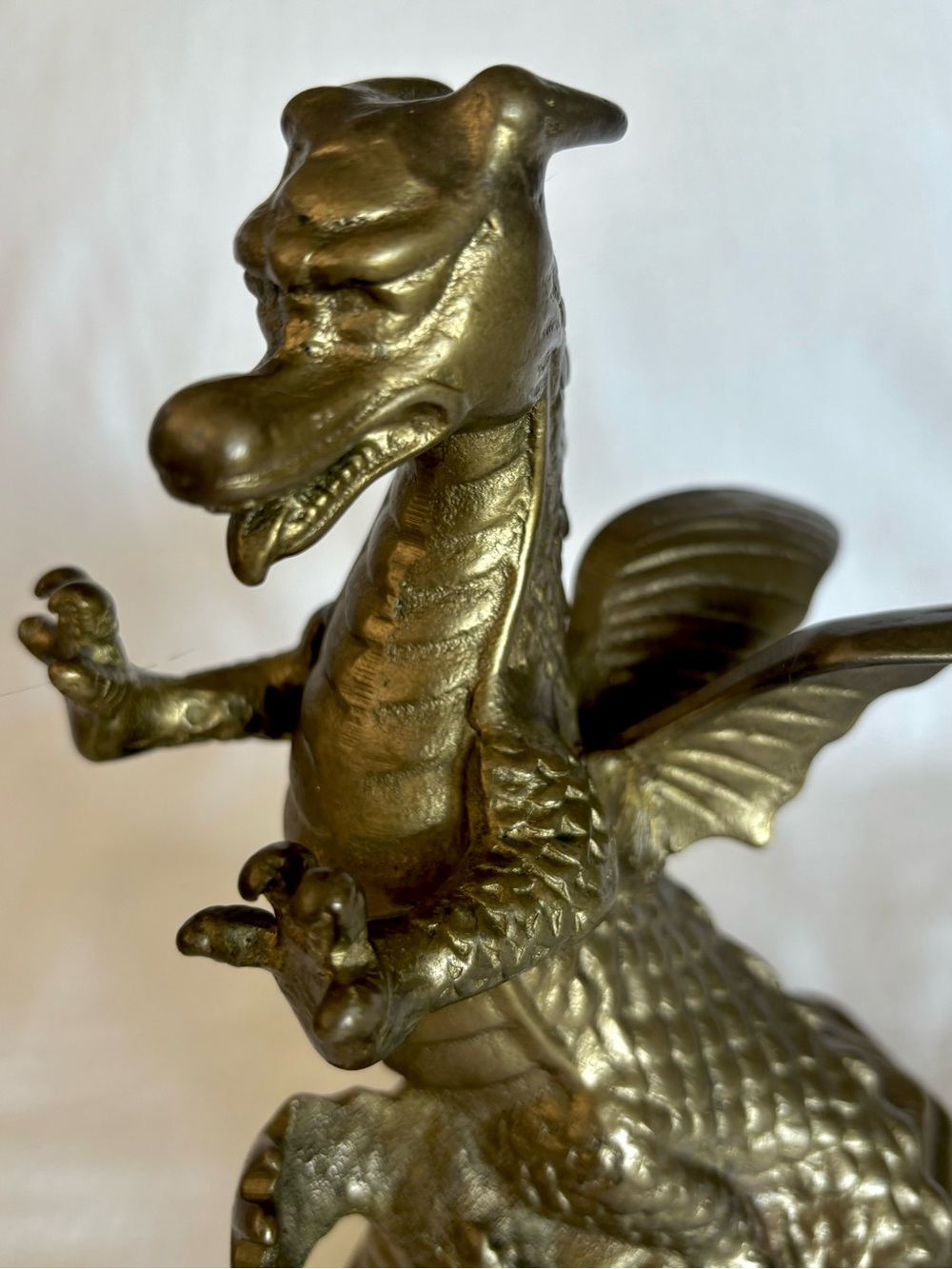 Vintage Solid Brass Winged Dragon Mythological Fantasy Figure Statue Sculpture